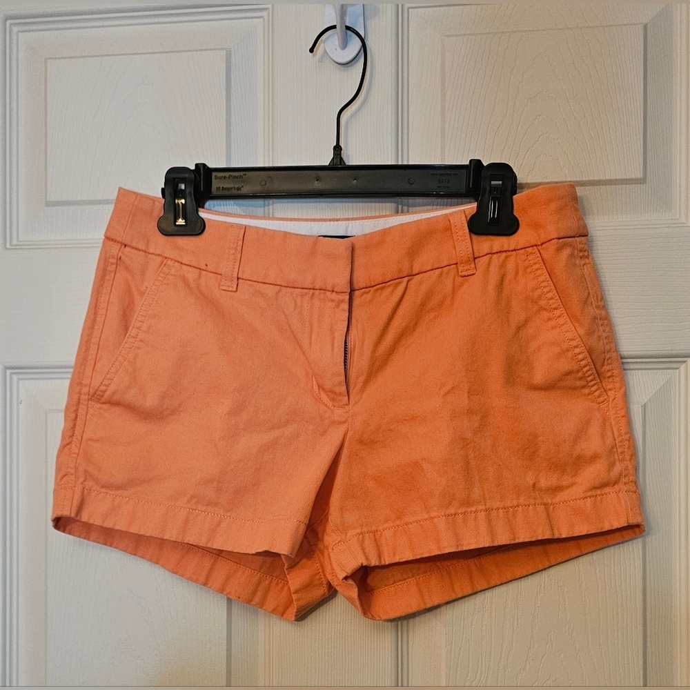 J.Crew Broken-In Chino Shorts Peach Orange Coral Flat Front Casual